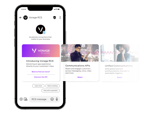 RCS showcasing content about RCS on an iphone device